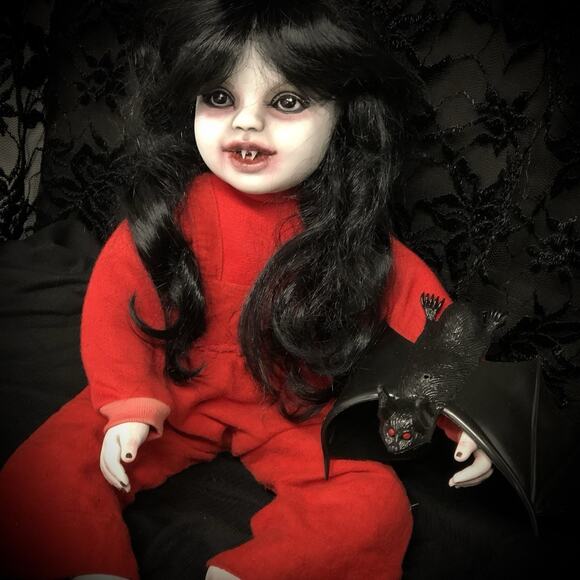OOAK Creepy Odd 18” Ghostly Vampire Toddler Scary Halloween Horror Art Doll - Picture 14 of 15